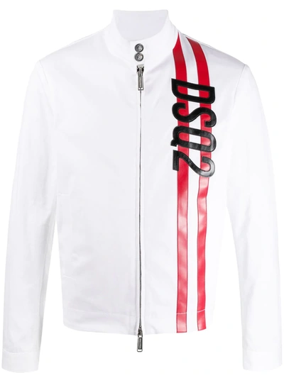 Dsquared2 Full-zipped Logo Jacket In White