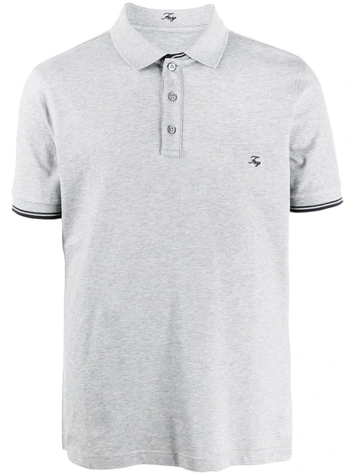 Fay Embroidered Logo Polo Shirt In Grey
