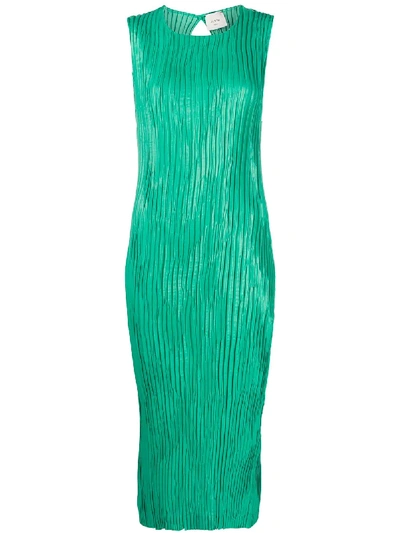 Alysi Pleated Midi Dress In Green