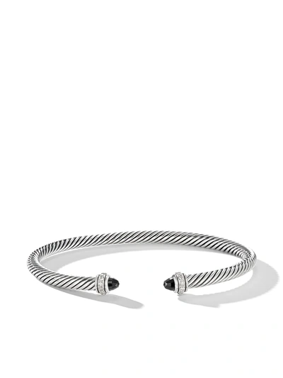 David Yurman Diamond Cable Bangle In Silver