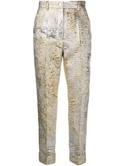 Dolce & Gabbana Jacquard-knit Cropped Trousers In Gold | ModeSens