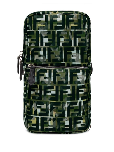 Fendi Black & Green Camouflage One-shoulder Bag In Grey
