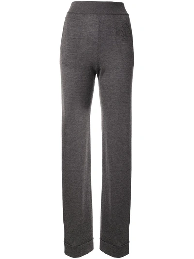 Barrie Fine Knit Flared Trousers In Grey
