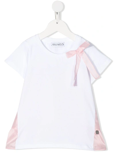 Simonetta Kids' Short Sleeve Bow Detail T-shirt In White