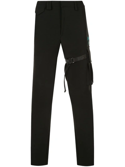 Off-white Hand Logo Print Cargo Trousers In Black