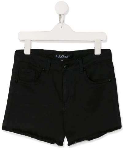 John Richmond Junior Teen Logo Denim Shorts In Black