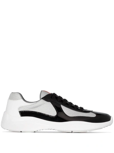 Prada Black And White America's Cup Patent Leather Sneakers