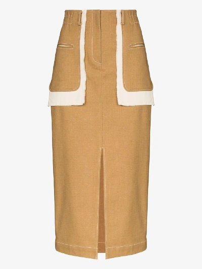 Rejina Pyo Ellie Contrast Detail Pencil Skirt In Brown