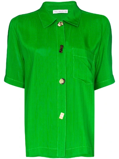 Rejina Pyo Crinkle Short Sleeve Shirt In Green