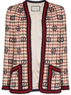 Gucci Tweed-jacke Mit Gg-muster In Blau