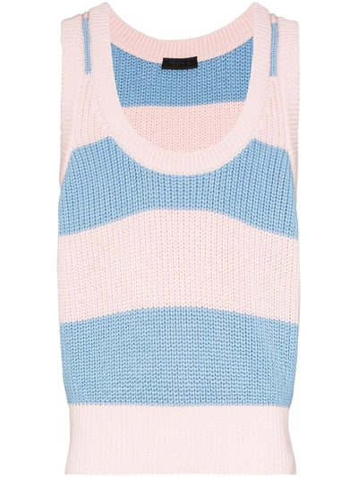 Prada Blue Striped Cotton Vest Top