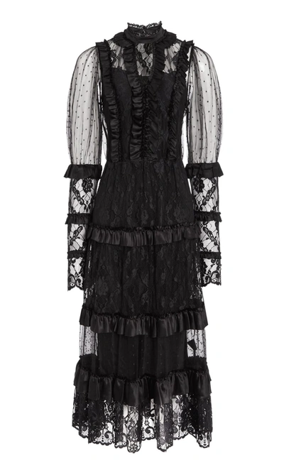 Temperley London Florence Sleeved Dress In Black