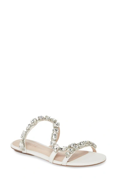 Schutz Potira Slide Sandal In White Leather