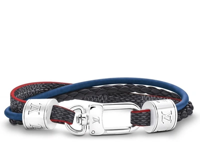 Pre-owned Louis Vuitton Lv Treble Bracelet Damier Graphite/navy/oxford Blue