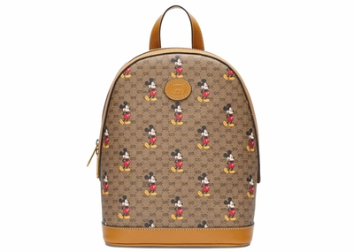 Pre-owned Gucci  X Disney Backpack Mini Gg Supreme Mickey Mouse Small Beige