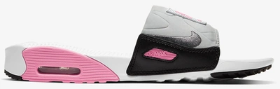 Pre-owned Nike Air Max 90 Slide White Rose Cool Grey (women's) In White/rose-pure Platinum-cool Grey