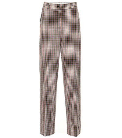 Tory Burch Plaid Wide-leg Trousers In Multicoloured