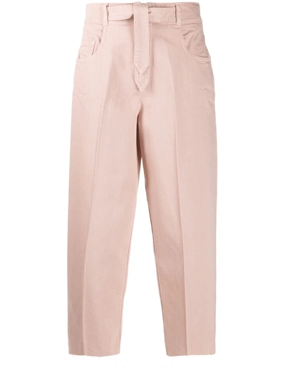 Pinko Tapered Belted Trousers In Pink