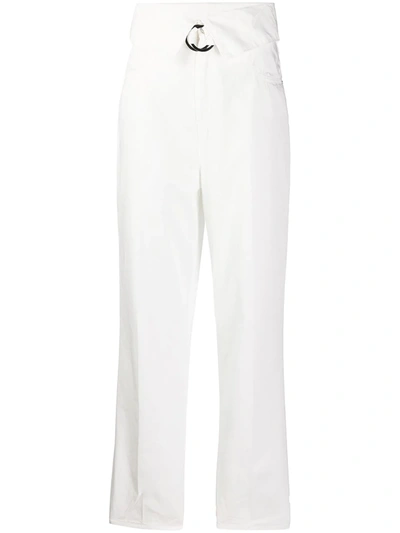 Pinko Foldover Waist Trousers In White