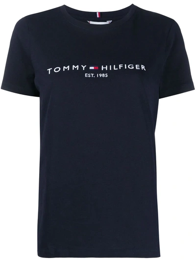 Tommy Hilfiger Short Sleeve Logo Stamp T-shirt In Blue