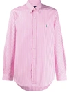 Polo Ralph Lauren Button-down Collar Pinstriped Shirt In Pink