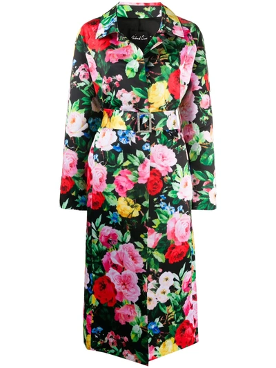 Richard Quinn Floral Print Trench Coat In Green