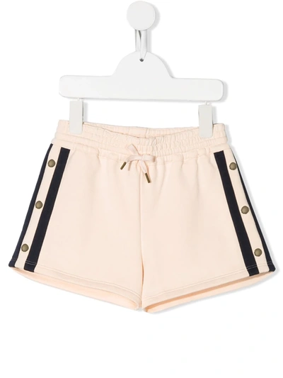 Chloé Kids' Drawstring Side Stripe Detail Shorts In Neutrals