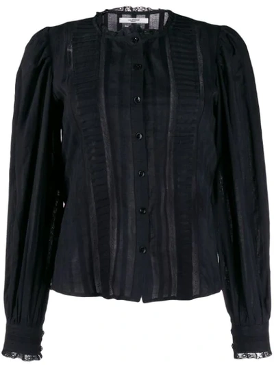 Isabel Marant Étoile Peachy Pleated Lace Inset Blouse In Black