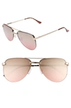 Quay Women's The Playa Mini Brow Bar Aviator Sunglasses, 60mm In Gold/ Brown Pink Flash