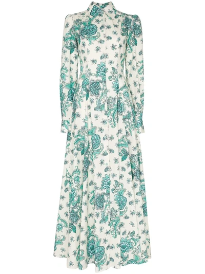 Evi Grintela Jasmine Pleated Floral-print Cotton-poplin Maxi Dress In Multicolor