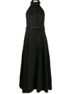 Zimmermann Bonita Belted Linen Halterneck Midi Dress In Black