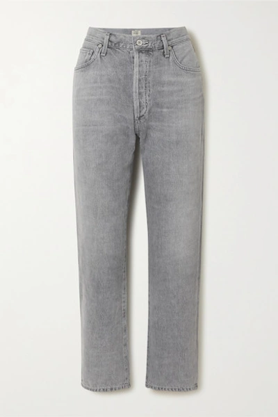 Citizens Of Humanity Mckenzie Cropped Organic Mid-rise Straight-leg Jeans In Gray