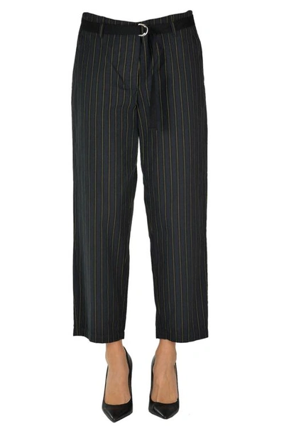 Bellerose Pinstriped Cotton Trousers In Navy Blue