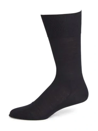 Falke Men's No. 6 Finest Merino & Silk Socks In Navy