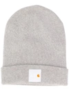 Apc Carhartt Wip Watchtower Logo-appliquéd Ribbed Cotton And Cashmere-blend Beanie In Grey