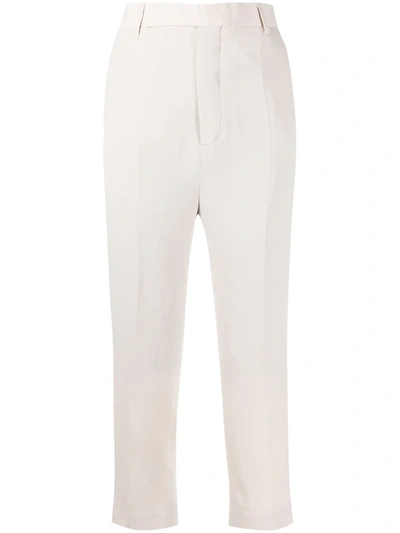 Rick Owens Cropped Slim-fit Trousers In Neutrals