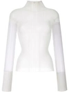 Dion Lee Pleated Sheer Blouse In White