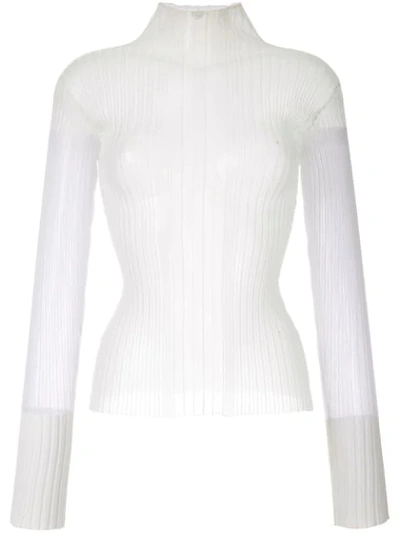Dion Lee Pleated Sheer Blouse In White