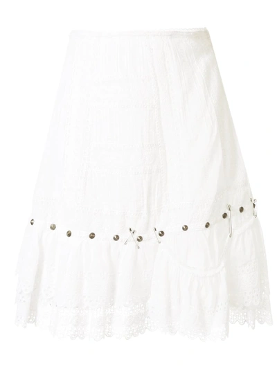 R13 Pyramid Stud Skirt In White
