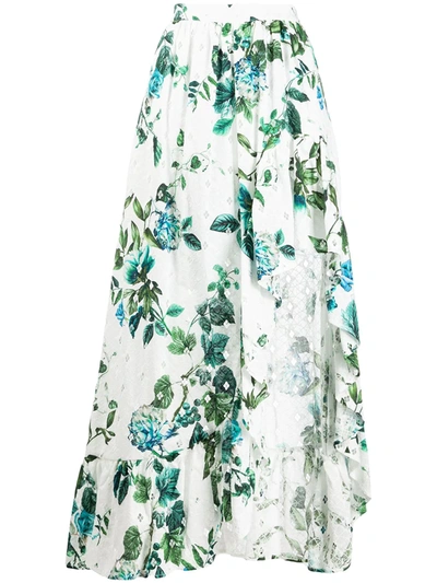 Blumarine Asymmetric Ruffled Floral Print Skirt In Multicolor