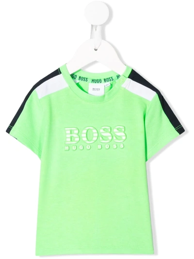 Hugo Boss Babies' Contrast Logo T-shirt In Green