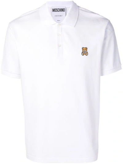 Moschino Teddy Patch Polo Shirt In White