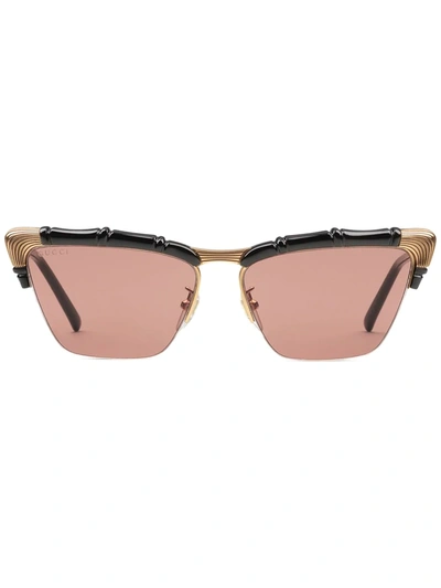 Gucci Bamboo Effect Cat-eye Sunglasses In Black