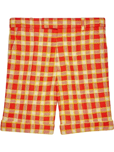 Gucci Check Tweed Shorts In Red