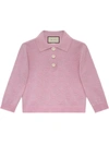 Gucci Gg Wool Knit Lurex Polo Top In Pink