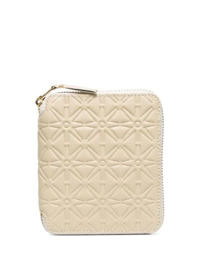 Comme Des Garçons Neutral Embossed Star Leather Wallet In Neutrals