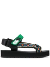 Prada Embroidered Platform Sport Sandals In Multicolor