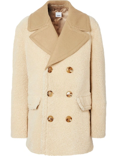 Burberry Men's Pickwell Shearling Double-breasted Coat In Neutrals