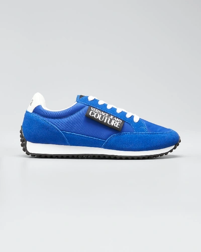Versace Jeans Couture Men's Low-top Logo Runner Sneakers In Blue
