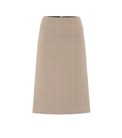 Bottega Veneta Quilted Straight Skirt In Beige